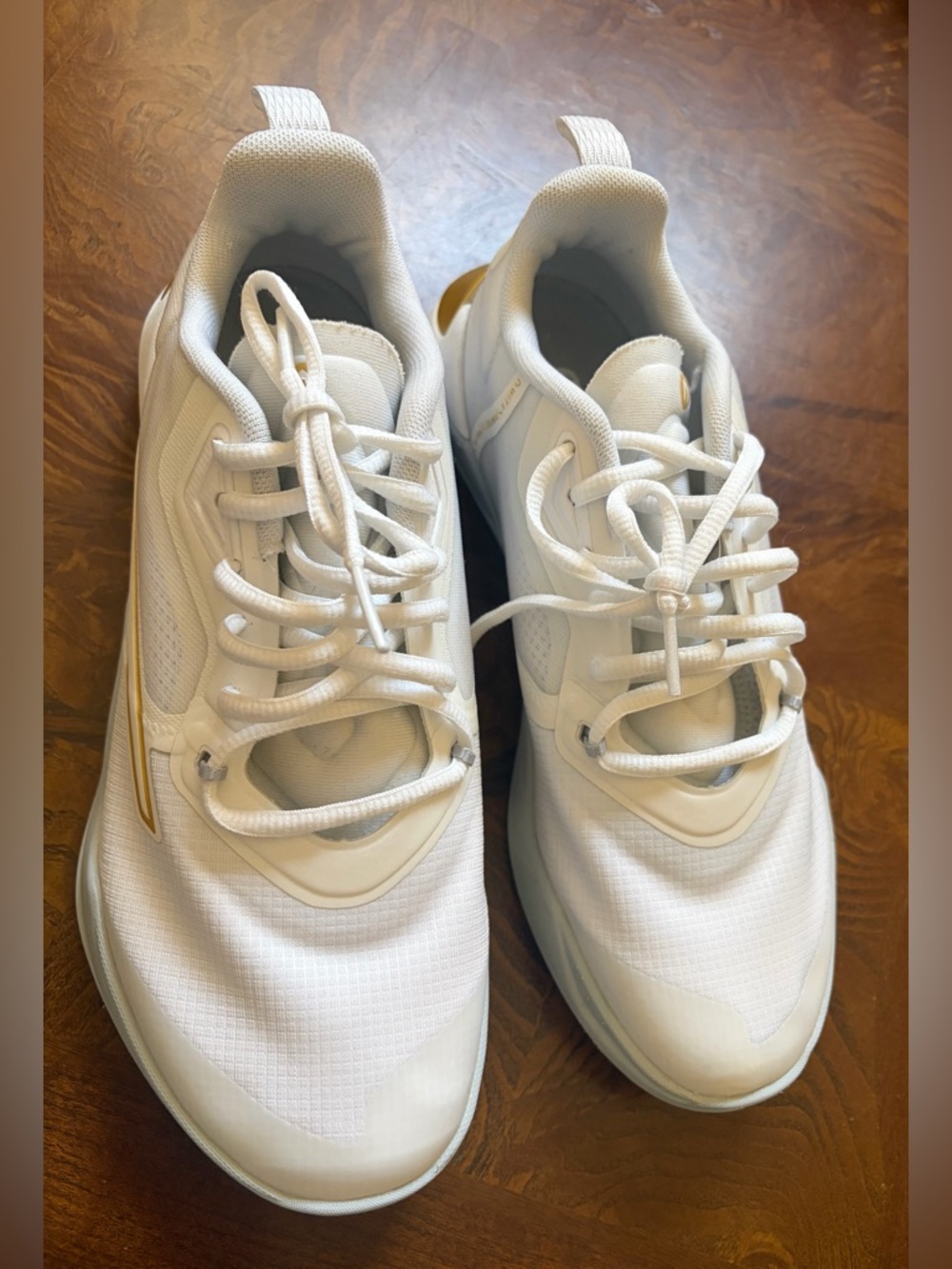 Puma White Athletic Sneakers with Gold Accent New